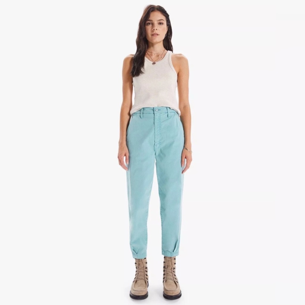 MOTHER The Catch All Prep Ankle‎ Crop Pants Killing Time Nile Blue Size 34